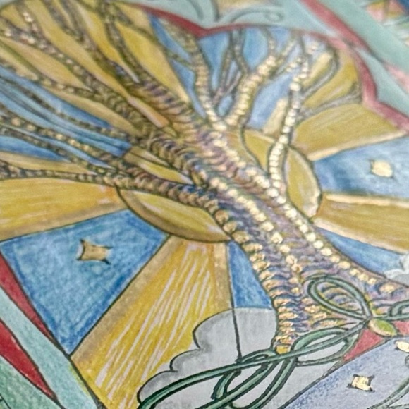 NEW Handmade Hand Crafted Original Artwork Spiritual Tree Life Islamic Sun Art - Picture 6 of 6